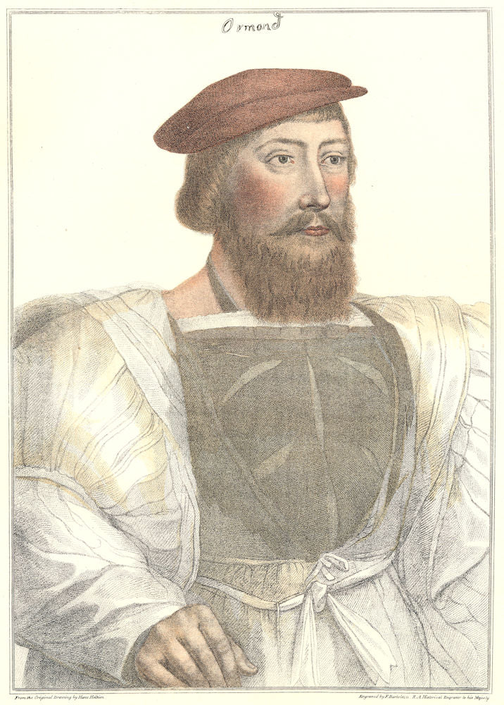 Thomas Boleyn Earl of Ormond, Anne's father. Bartolozzi/Holbein. Henry VIII 1884
